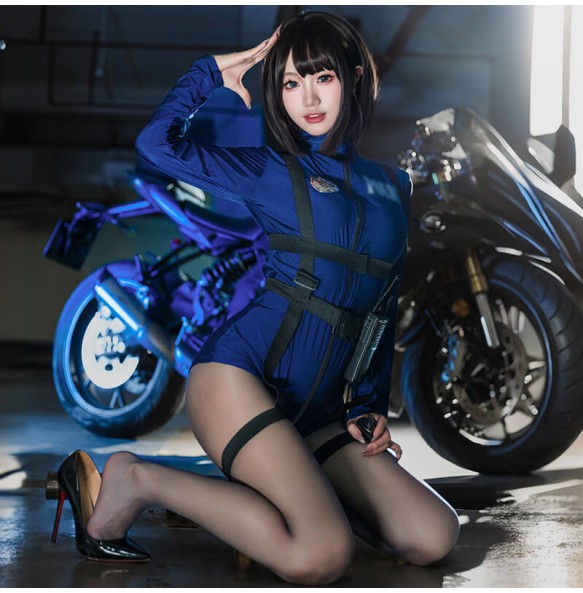FEE ET MOI - Sexy FBI Officer Seductive Bodycon Catsuit (Blue)